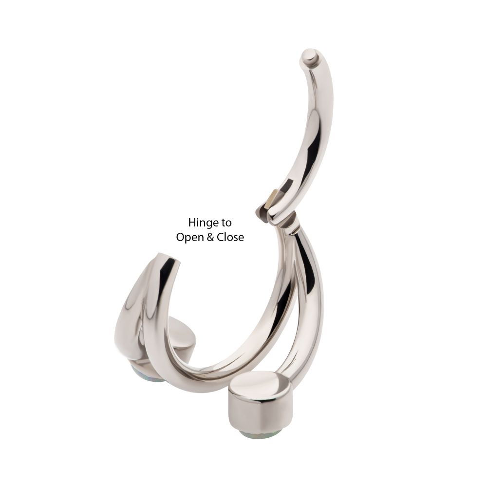Titanium Double Ended Twist Side Facing Hinged Segment Clicker with Bezel Set White Opal