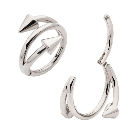 Titanium Double Ended Twist Side Facing Hinged Segment Clicker with Spikes