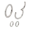 Titanium 3-Row Pave Set 0.8mm Round Gem Hinged Segment Clicker