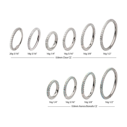 Titanium 3-Row 0.8mm Pave Gem Hinged Segment Clicker