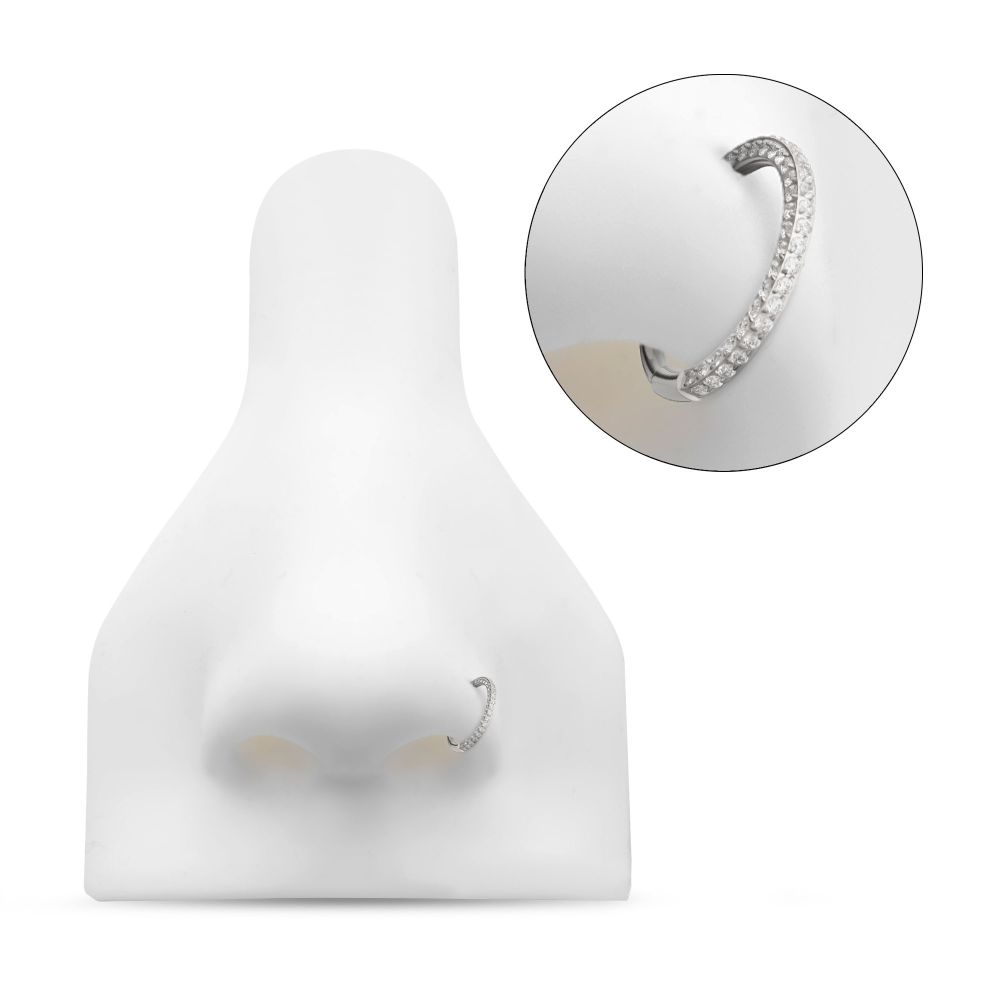 Titanium 3 Row Pave Set 0.8mm Round Gem Hinged Segment Clicker