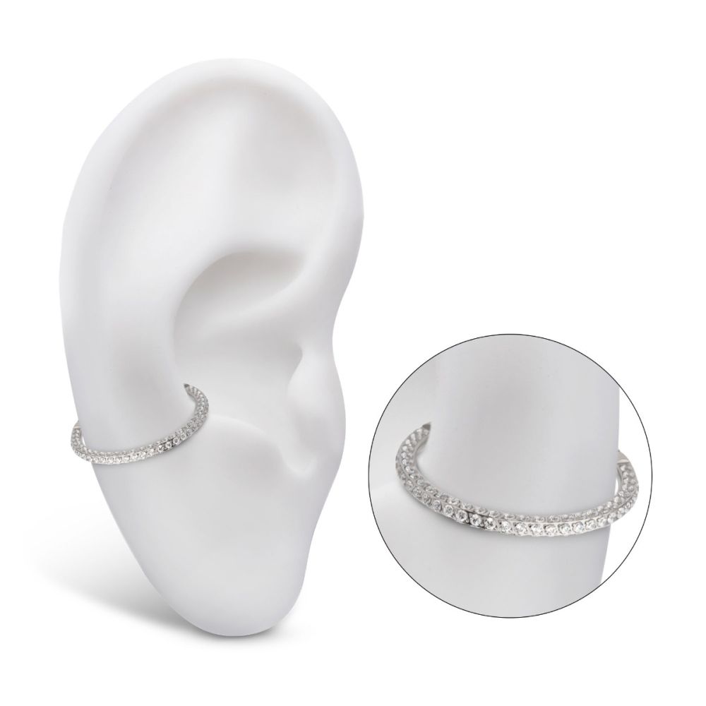 Titanium 3-Row Pave Set 0.8mm Round Gem Hinged Segment Clicker