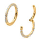 24Kt Gold PVD Titanium 3-Row 0.8mm Pave Gem Hinged Segment Clicker