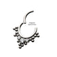 Titanium with 3 Cluster Bezel Set CZ/Opal & Trio Beads V-Shape Front Facing Hinged Segment Clicker