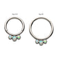 Titanium Petite 3 Bezel Set White Opal Stones Set On  Hinged Segment Clicker