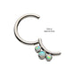 Titanium Petite 3 Bezel Set White Opal Stones Set On  Hinged Segment Clicker