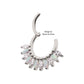 Titanium Prong Set Marquise Gem & Opal Cluster Fan Front Facing Hinged Segment Clicker