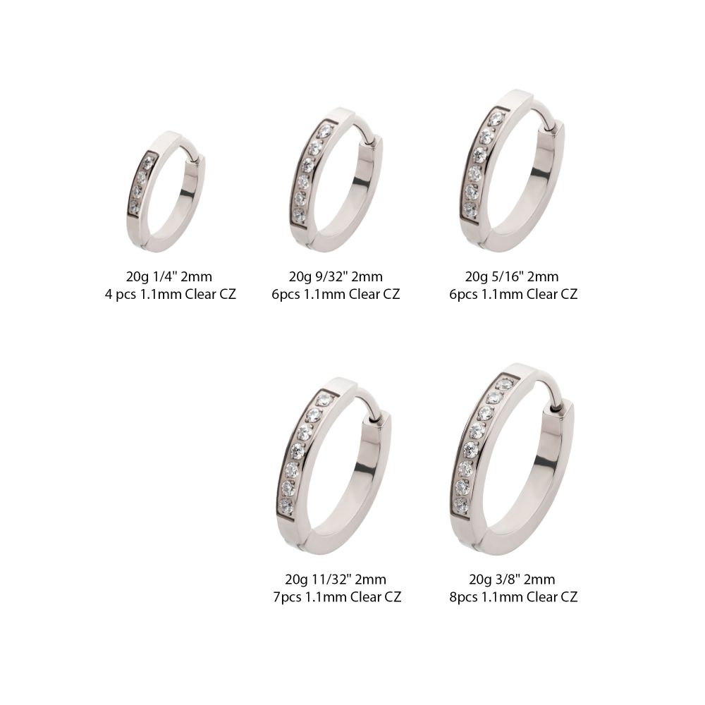 20g Titanium Clear CZ Hinged Huggie Earrings