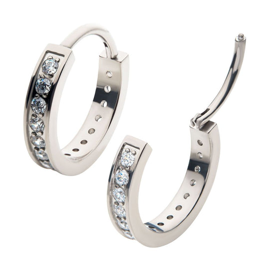 Titanium with Prong Set Clear AAA CZ 2.5mm Thick Hinged Segment Clicker