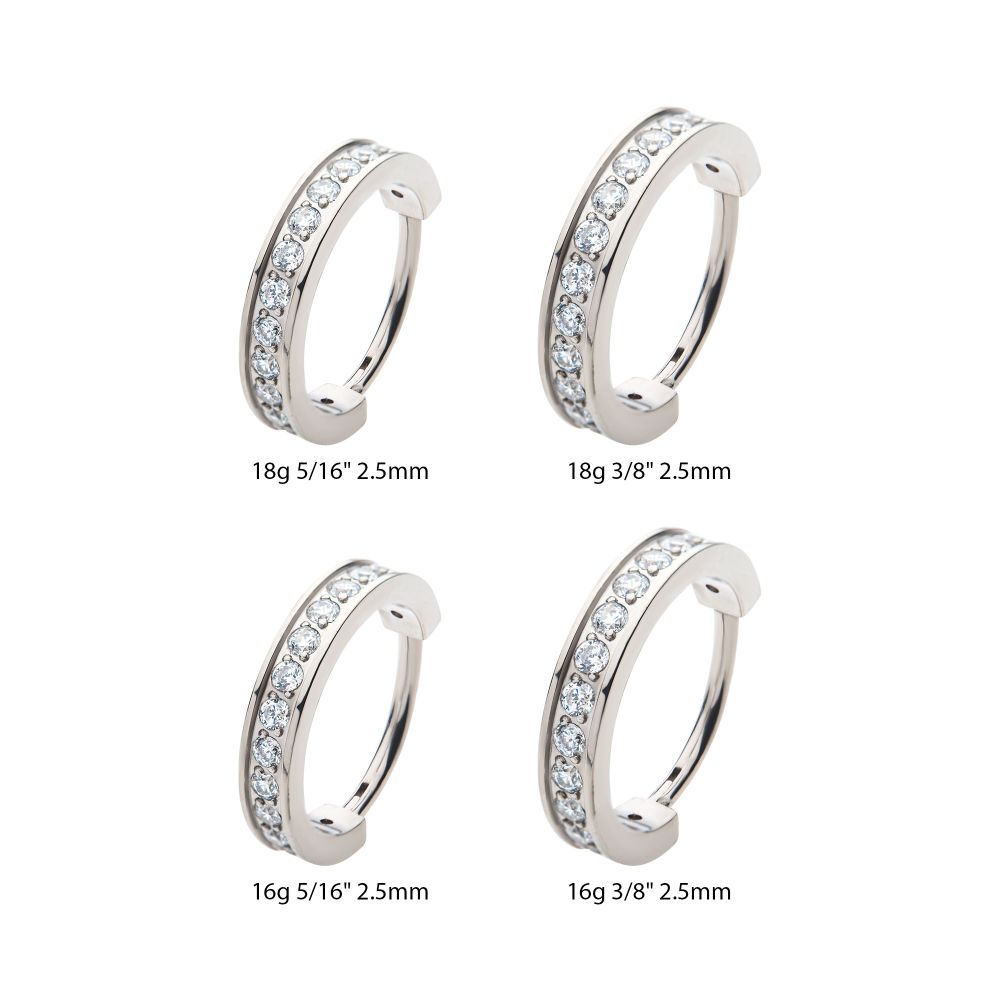 Titanium with Prong Set Clear AAA CZ 2.5mm Thick Hinged Segment Clicker