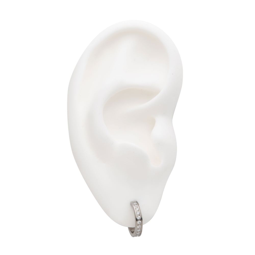 Titanium with Prong Set Clear AAA CZ 2.5mm Thick Hinged Segment Clicker