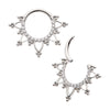 Titanium Pave Set Round CZ with Tri Beads Front Facing Hinged Segment Clicker