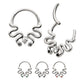Titanium Pronged Round CZ Duo Snake Front Facing Hinged Segment Clicker