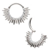 Titanium Pronged Round CZ Sun Rays Cluster Front Facing Hinged Segment Clicker