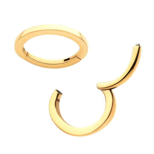 16g 24Kt Gold PVD Titanium Oval Shape Hinged Segment Clicker (for Rook Piercing)