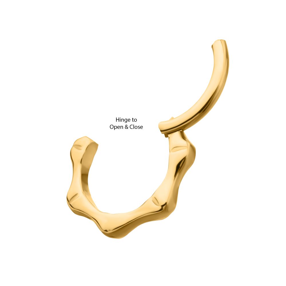 24KT Gold PVD Titanium Bone-Shaped Front Facing Hinged Segment Clicker
