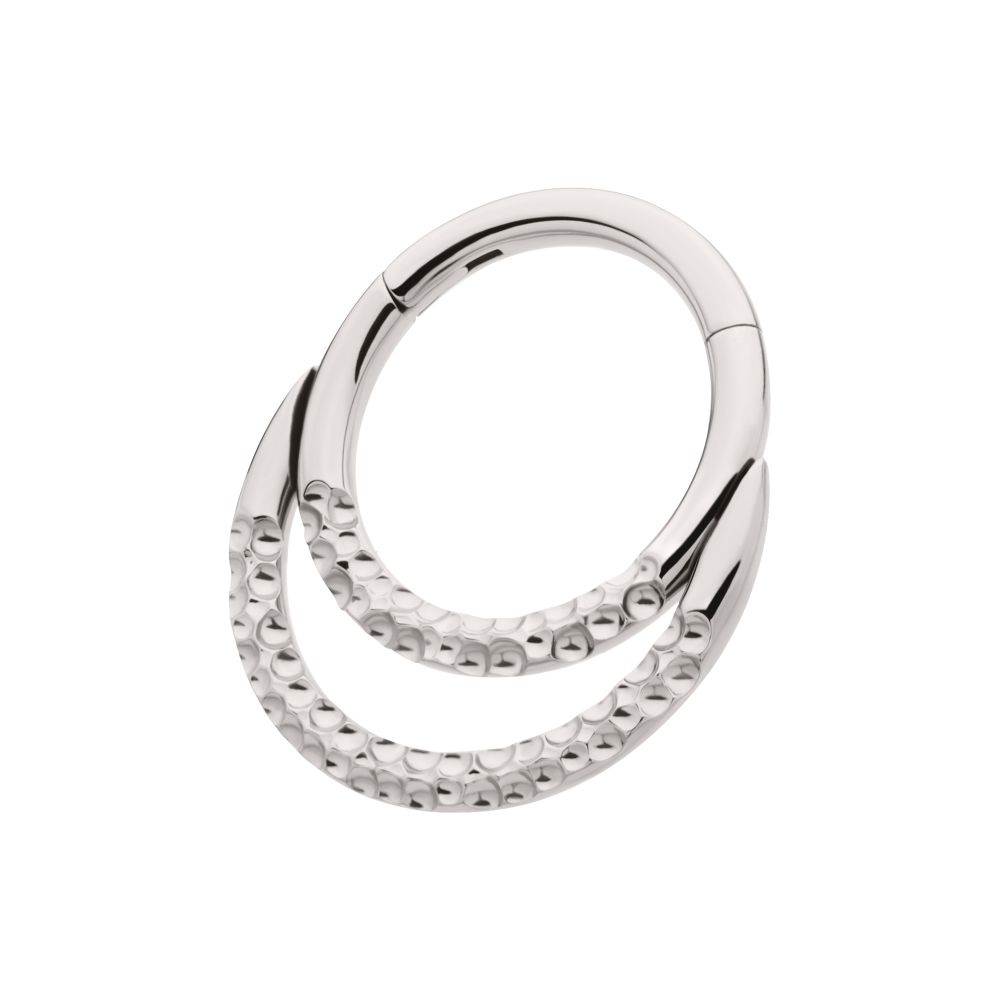 Titanium Hammered Double Hoop Front Facing Hinged Segment Clicker