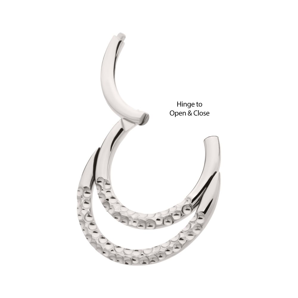 Titanium Hammered Double Hoop Front Facing Hinged Segment Clicker