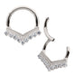 Titanium 9 Cluster Prong Set Round CZ Chevron Front Facing Hinged Segment Clicker