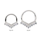 Titanium 9 Cluster Prong Set Round CZ Chevron Front Facing Hinged Segment Clicker