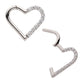 Titanium CNC Set Gem Heart Front Facing Hinged Segment Clicker (For Left Ear)