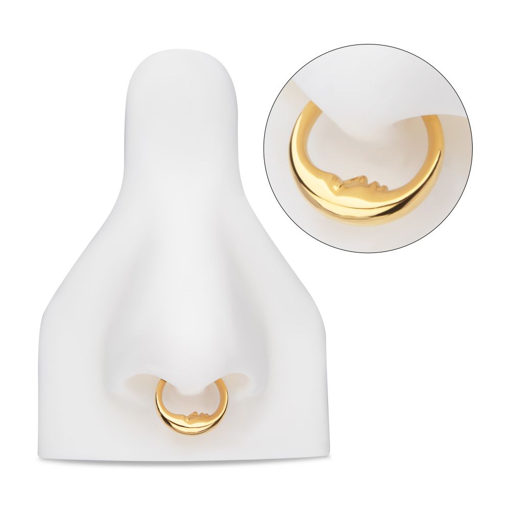 24Kt Gold PVD Titanium Crescent Moon Face Front Facing Hinged Segment Clicker