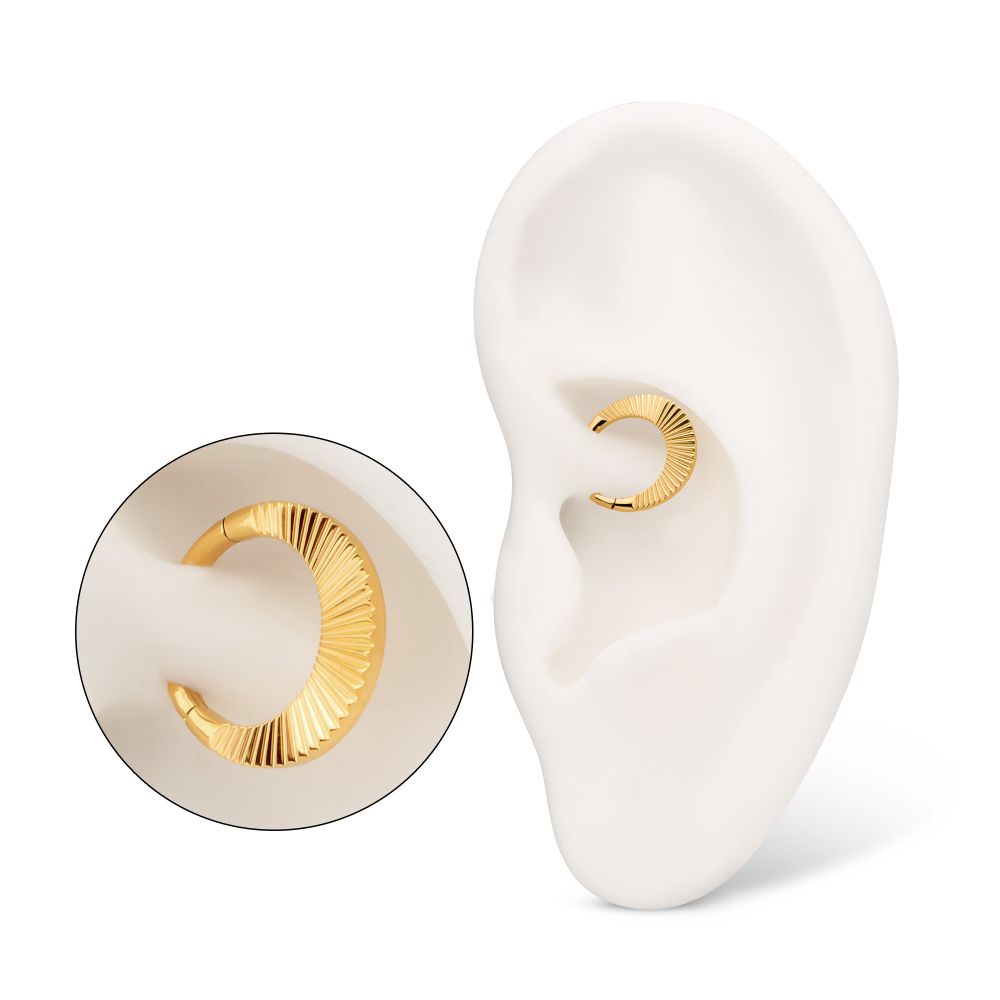 24Kt Gold PVD Titanium Radiant Wide Hoop Front Facing Hinged Segment Clicker