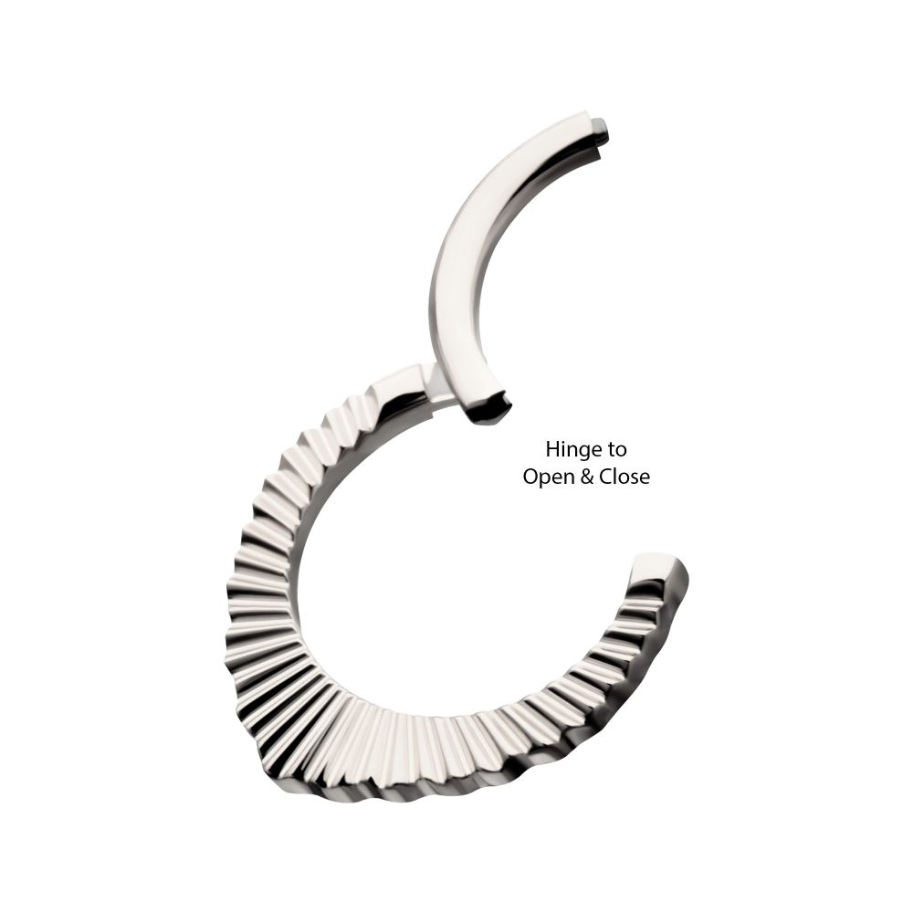 Titanium Radiant Pointed Hoop Front Facing Hinged Segment Clicker
