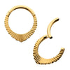 24Kt Gold PVD Titanium Radiant Pointed Hoop Front Facing Hinged Segment Clicker