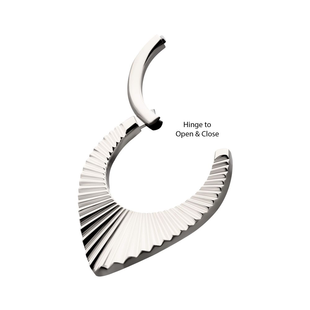 Titanium Radiant Teardrop Hoop Front Facing Hinged Segment Clicker
