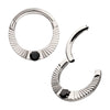 Titanium Radiant Hoop with Black Prong Set Gem Front Facing Hinged Segment Clicker