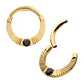 24Kt Gold PVD Titanium Radiant Hoop with Black Prong Set Gem Front Facing Hinged Segment Clicker
