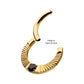 24Kt Gold PVD Titanium Radiant Hoop with Black Prong Set Gem Front Facing Hinged Segment Clicker