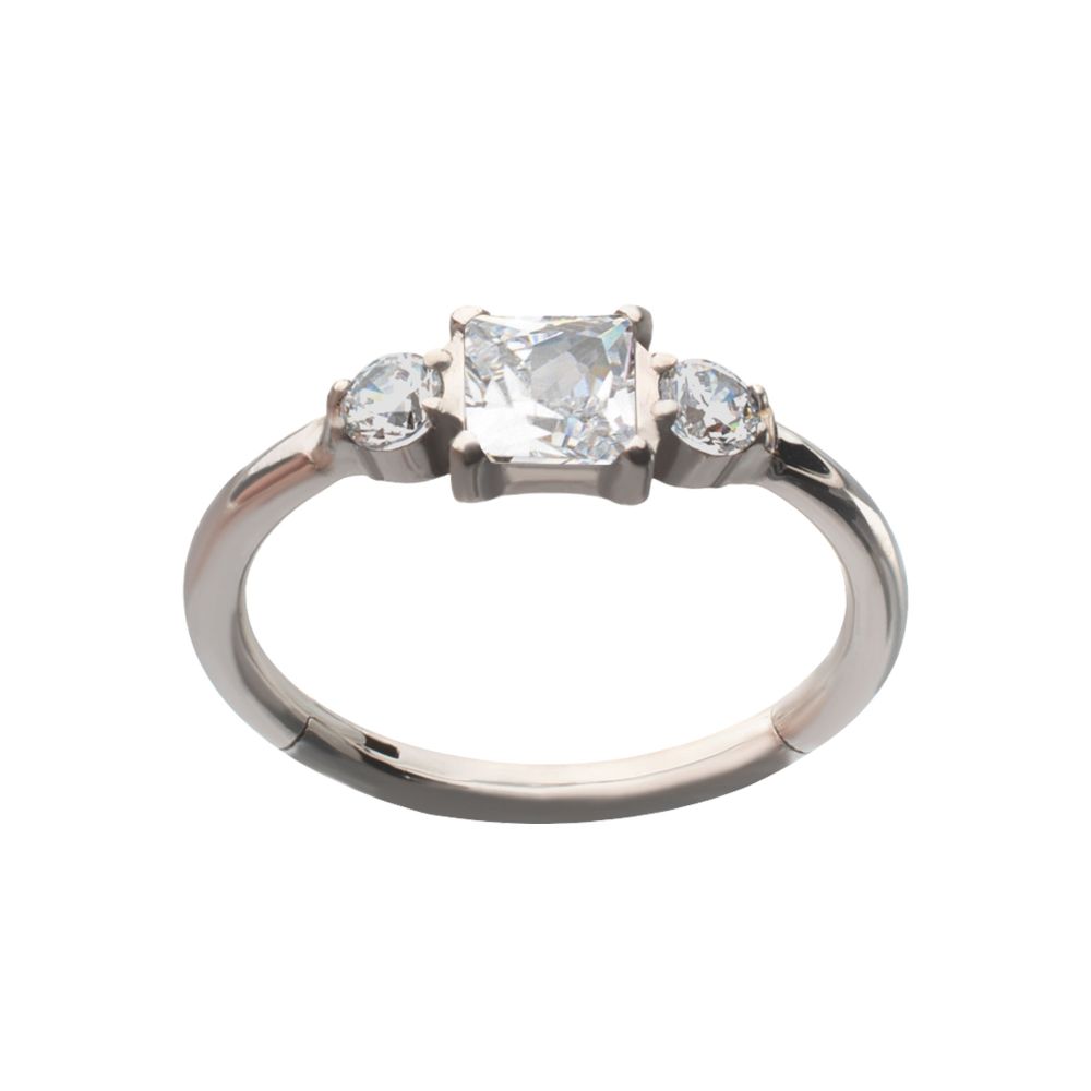 Titanium 3-Cluster Prong Set Gem Side Facing Hinged Segment Clicker