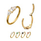 24Kt Gold PVD Titanium 3-Cluster Prong Set Gem Side Facing Hinged Segment Clicker