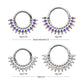 Titanium Prong Set Marquise Gem Cluster Fan Front Facing Hinged Segment Clicker