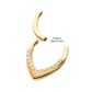 24Kt Gold PVD Titanium Pave Gem V-Shape Front Facing Hinged Segment Clicker