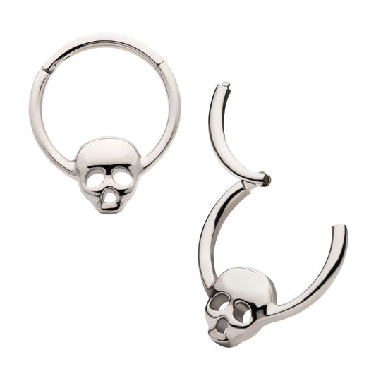 Titanium with Centered Skull Front Facing Hinged Segment Clicker