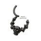 Black PVD Titanium Skull & Bone with Black CZ Gem Eyes Front Facing Hinged Segment Clicker