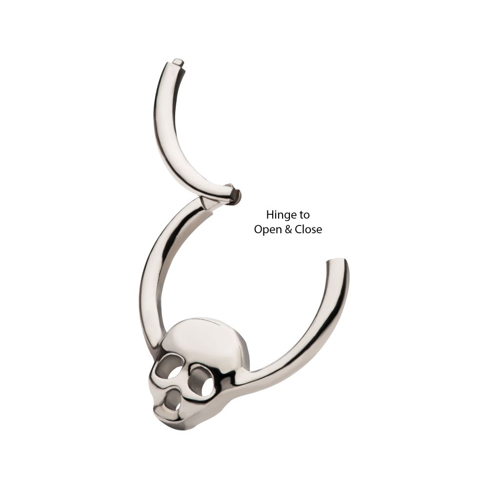 Titanium with Centered Skull Front Facing Hinged Segment Clicker