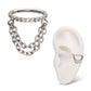 Titanium Pave Gem Hoop with 2-Tier Chain Dangle Hinged Segment Clicker