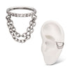 Titanium Pave Gem Hoop with 2-Tier Chain Dangle Hinged Segment Clicker