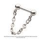 Solid Titanium Dangle Chain on a One Side Threadless, One Side Fixed Bar with Ball ends
