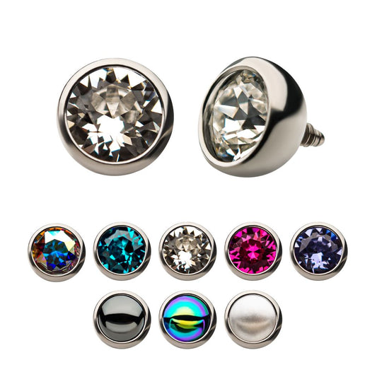 16g Titanium Internally Threaded with Swarovski Crystal Round Back Bezel Set Top