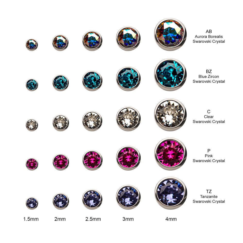 16g Titanium Internally Threaded with Swarovski Crystal Round Back Bezel Set Top