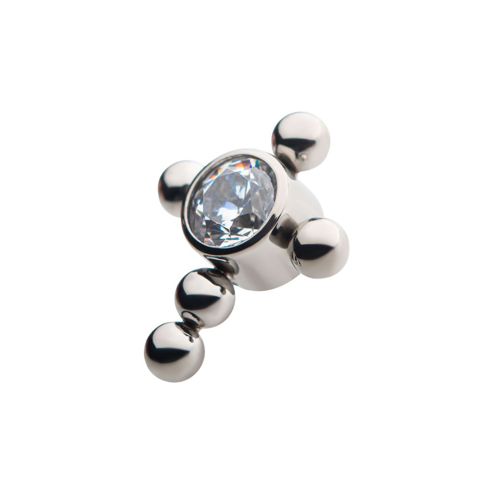 Titanium Internally Threaded Bezel Set Gem Cross Top