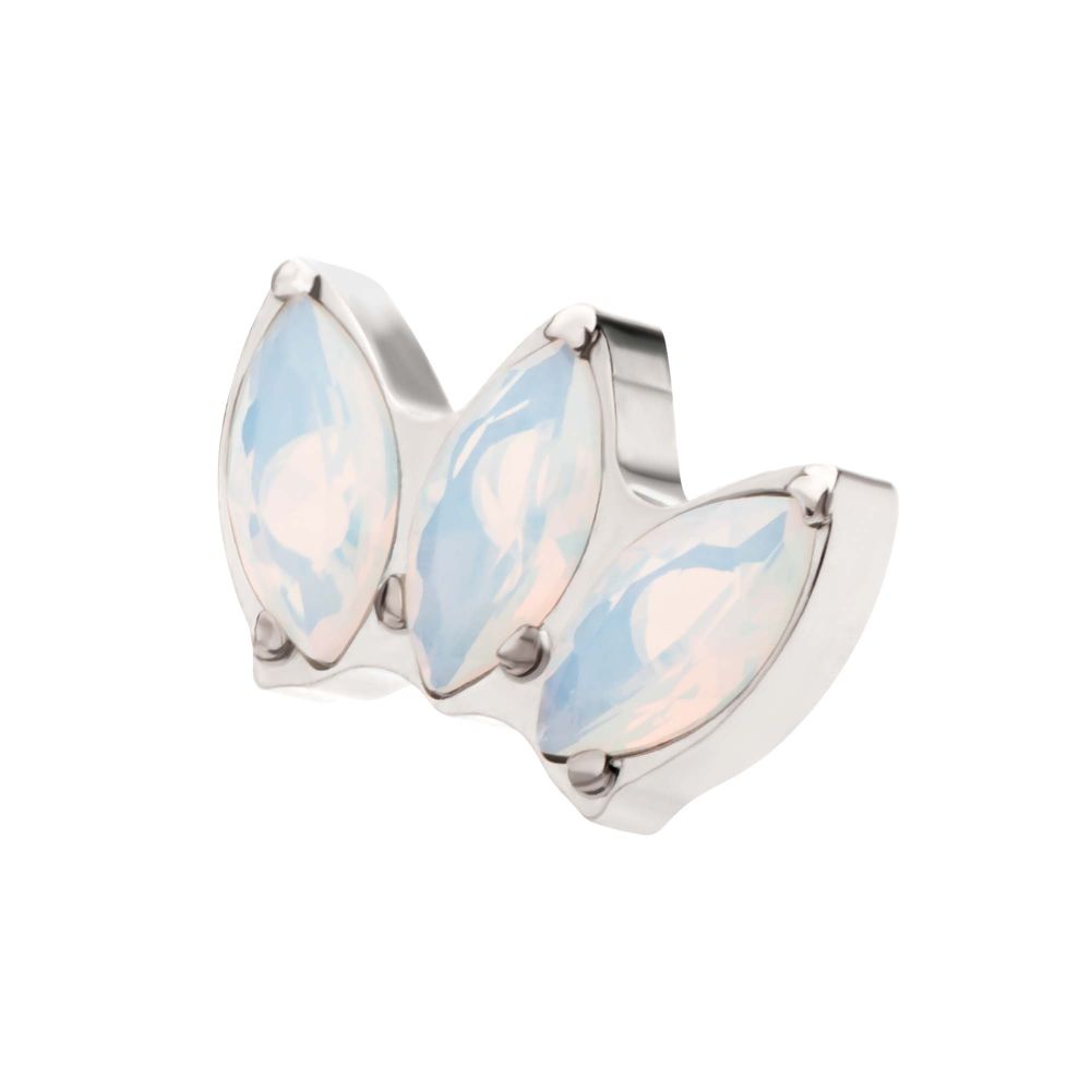 Titanium Internally Threaded Triple Marquise Opalite Cluster Top