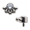 Titanium Internally Threaded with 1 Bezel Set Clear CZ & 5 Beads Top