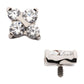 Titanium Internally Threaded with 4-Prong Set Round CZ with Crux Shape Top