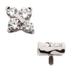 Titanium Internally Threaded with 4-Prong Set Round CZ with Crux Shape Top